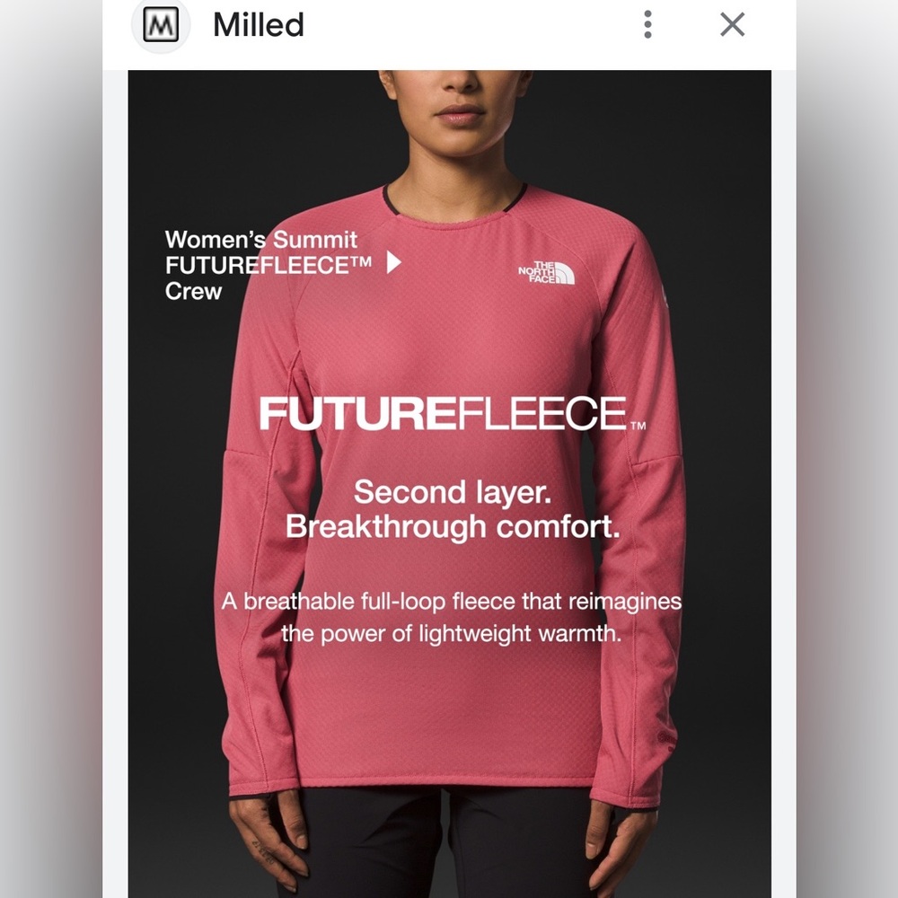 The North Face Women's Summit Series
FUTUREFLEECE™ Crew in Sunset Coral size XL